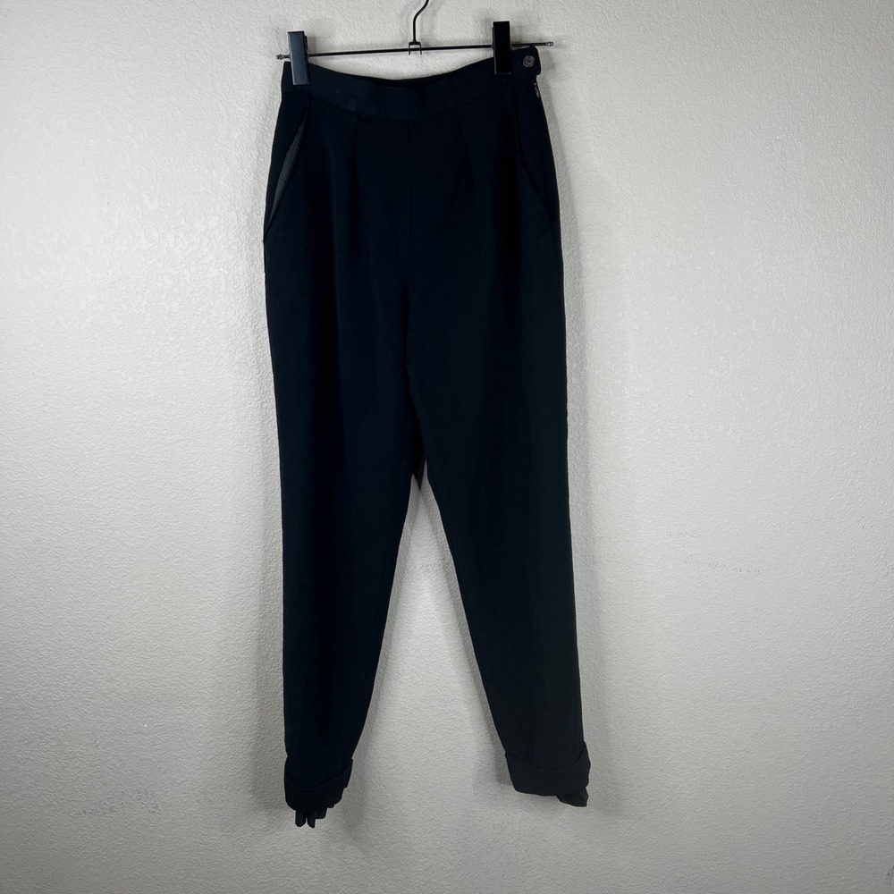 Lauren Ralph Lauren Black Wool Tapered Pants Womens Size 4 Made in USA Tailored